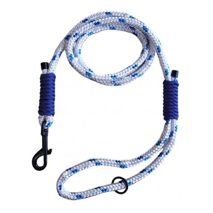 Bílo-modré vodítko pro psy, lanové vodítko, dlouhé vodítko 1.3 - 2m, vodítko pro malé, střední a velké psy, vodítko z horolezeckého lana,