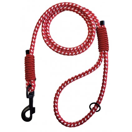 červeno bílé prémiové vodítko z lana vodítko pro psy, lanové vodítko, dlouhé vodítko 1.3 - 2m, vodítko pro malé, střední a velké psy, vodítko z horolezeckého lana