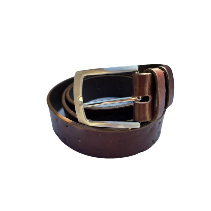 Hnědý opasek z pravé hovězí kůže s dírkami