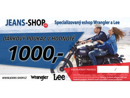 Dárkový poukaz JEANS-SHOP.CZ v hodnotě 1000,- velikost 