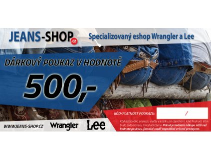 Dárkový poukaz JEANS-SHOP.CZ v hodnotě 500,- velikost 