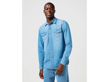 Džínová košile WRANGLER WESTERN SHIRT MID LIGHT WASH 112362744
