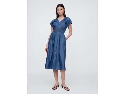 35383 gap damske chambray maxi saty s kapsami americana 781599 04 velikost xs