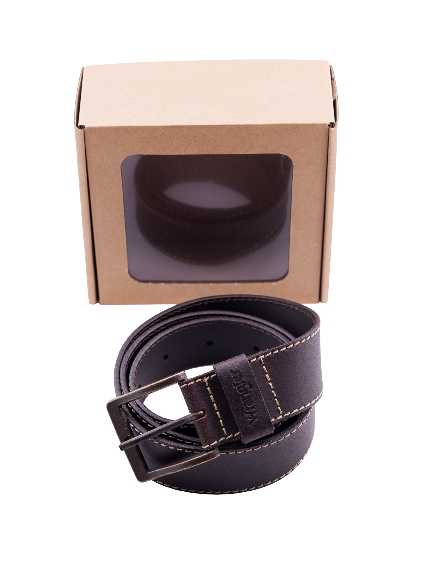 Opasek WRANGLER W0081US85 BROWN BASIC STITCHED BELT Délka: 90 cm