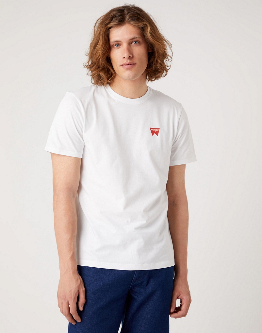 Pánské tričko WRANGLER W70MD3989 SIGN OFF TEE WHITE Velikost: L