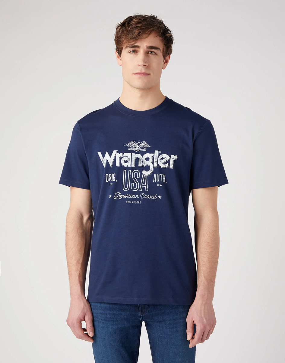 Pánské tričko WRANGLER W70PEE114 Americana Tee in Navy Velikost: 3XL