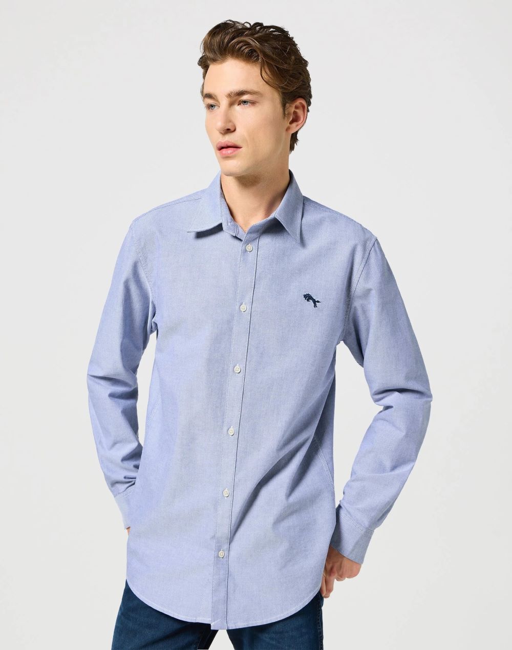 Pánská košile WRANGLER LS SHIRT OXFORD BLUE 112350481 Velikost: S