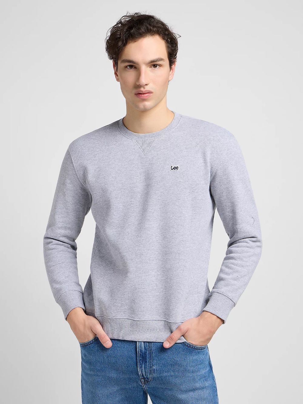 Pánská mikina LEE PATCH CREW SWS GREY MELE 112121797 Velikost: S