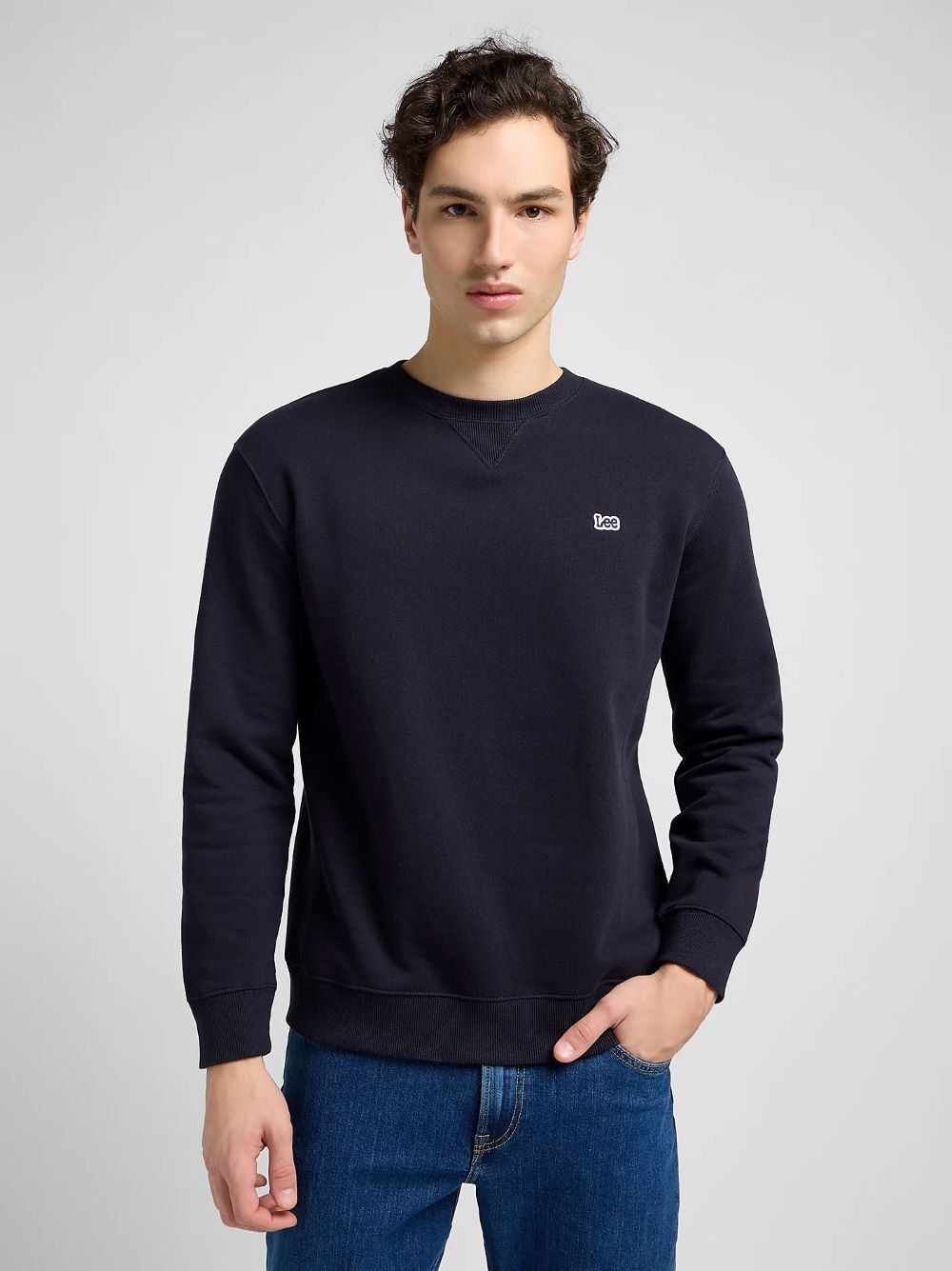 Pánská mikina LEE PATCH CREW SWS MIDNIGHT NAVY 112121794 Velikost: S