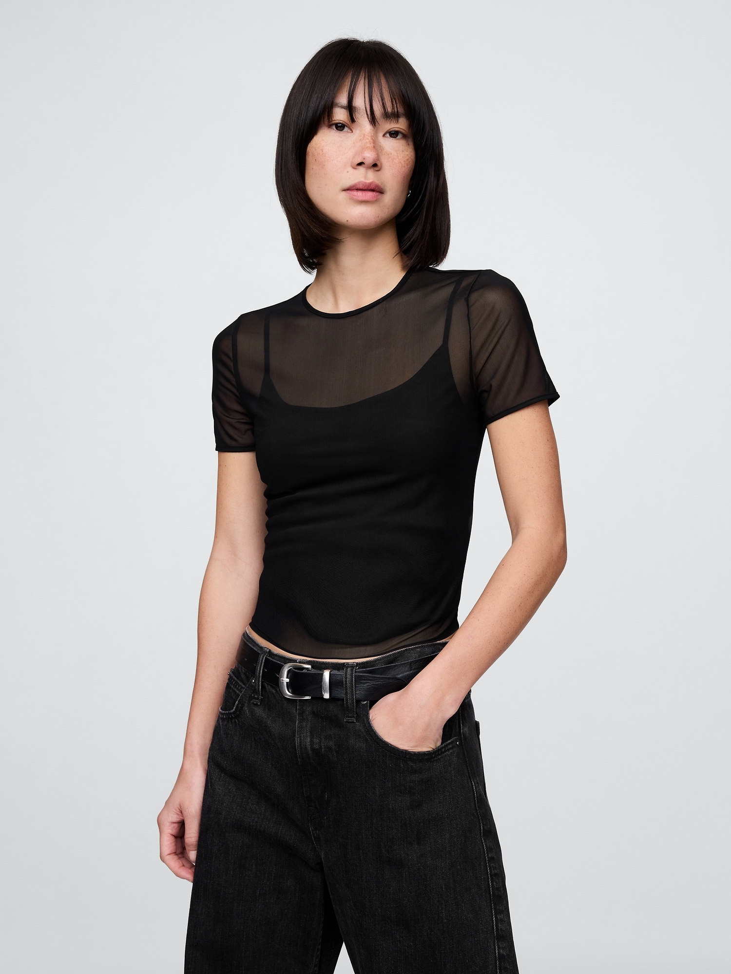 GAP Dámské Síťované crop tričko 778077-01 Velikost: XS