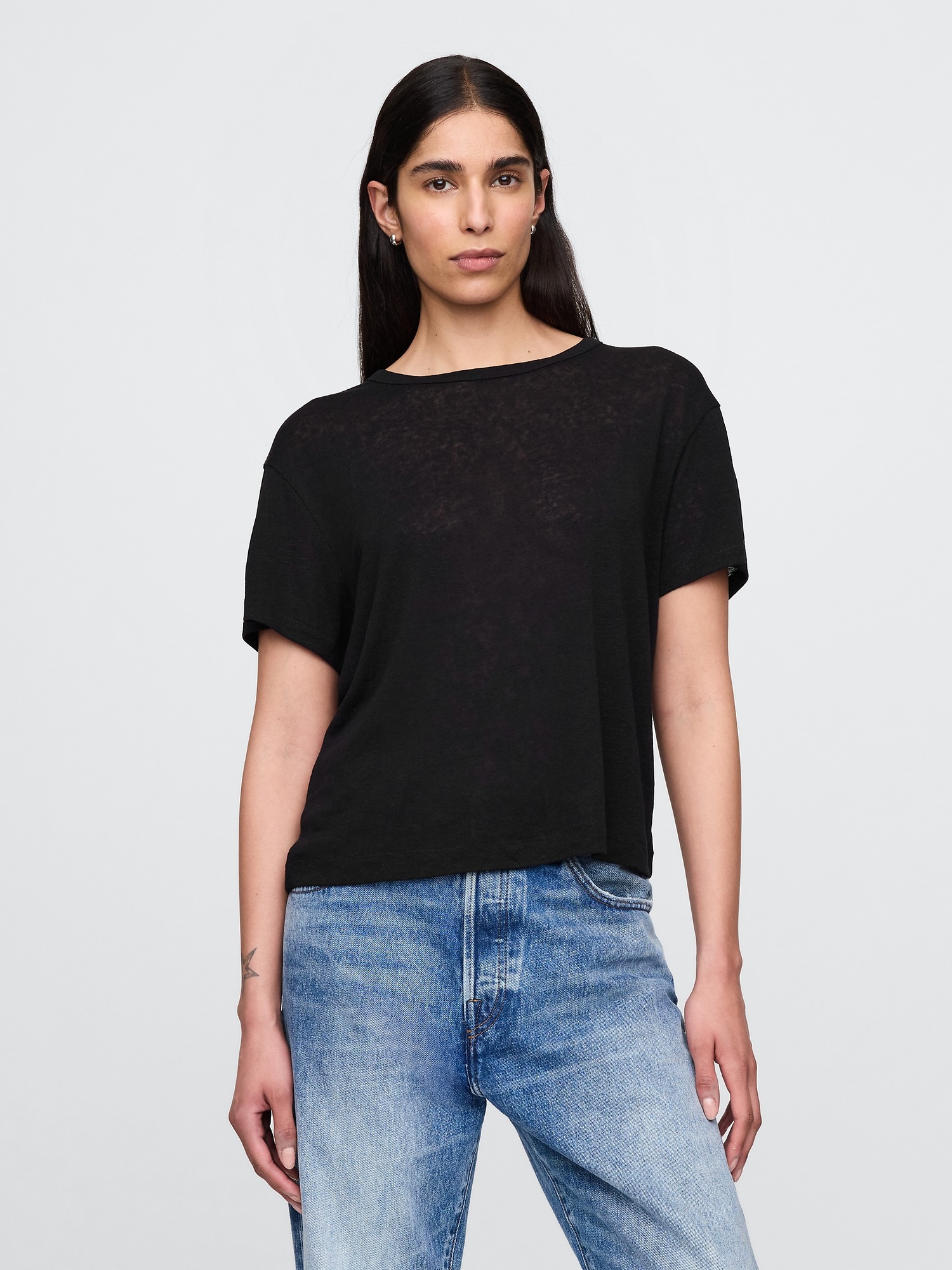 GAP Dámské Lněné crop tričko 778377-02 Velikost: XXS