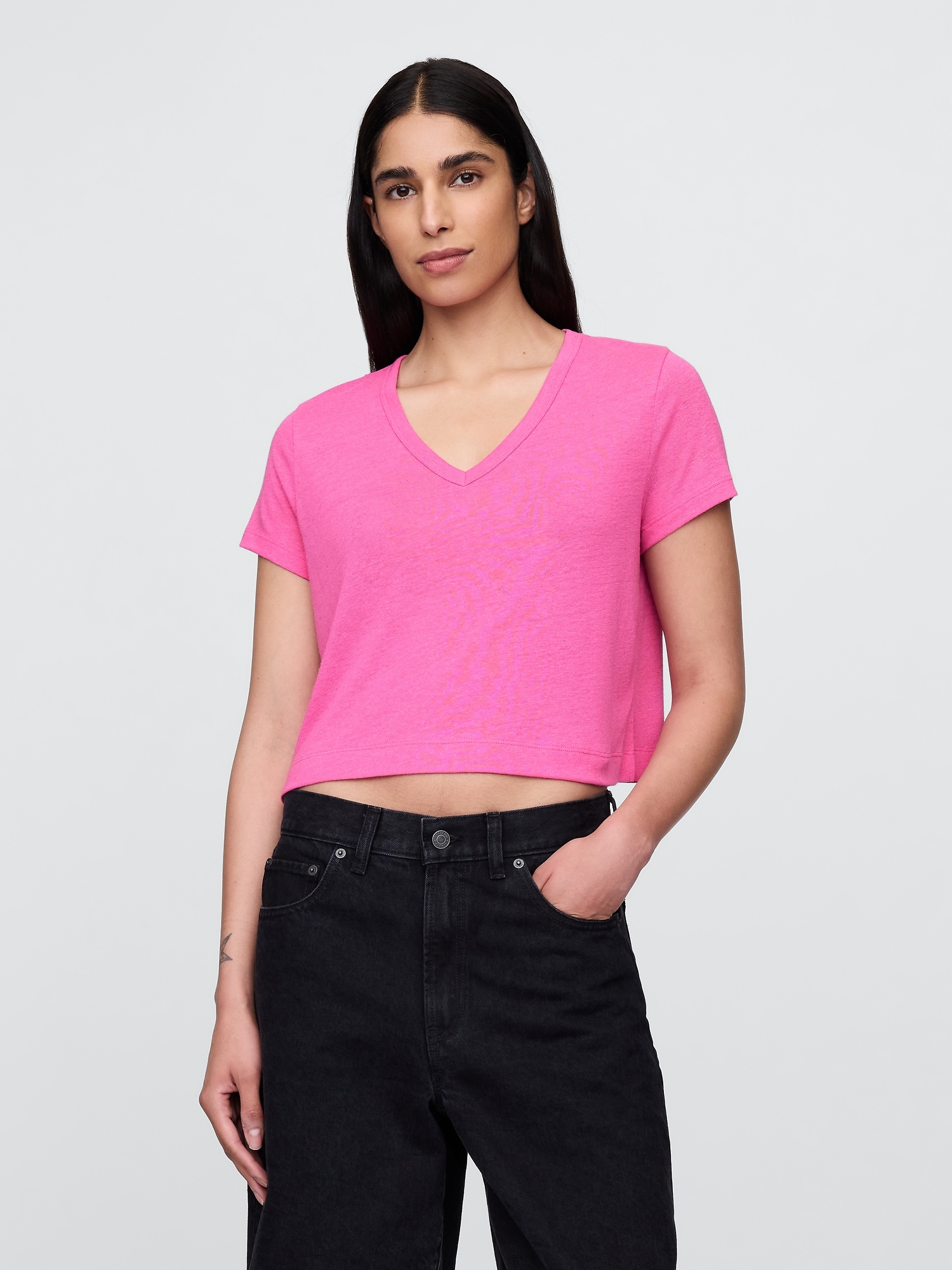 GAP Dámské Lněné crop tričko 778373-01 Velikost: XS