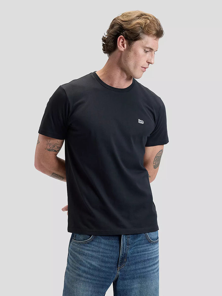 Pánské tričko LEE SS PATCH LOGO TEE WASHED BLACK 112376604 Velikost: S