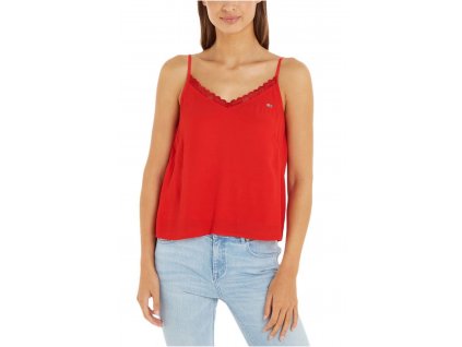 Tričko Tommy Jeans WOMAN DW0DW15198 red (Veľkosť XS)