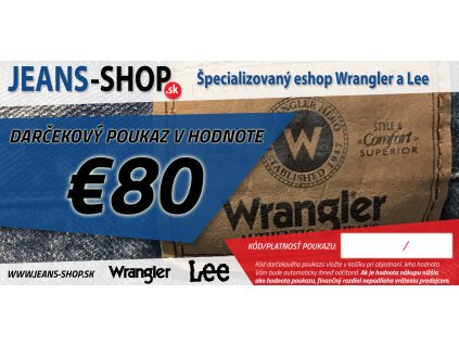 Darčekový poukaz JEANS-SHOP.SK v hodnote 80Euro veľkosť 