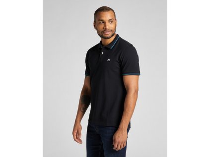 Pánske polo tričko LEE L61ARL01 PIQUE POLO BLACK veľkosť XXXXL