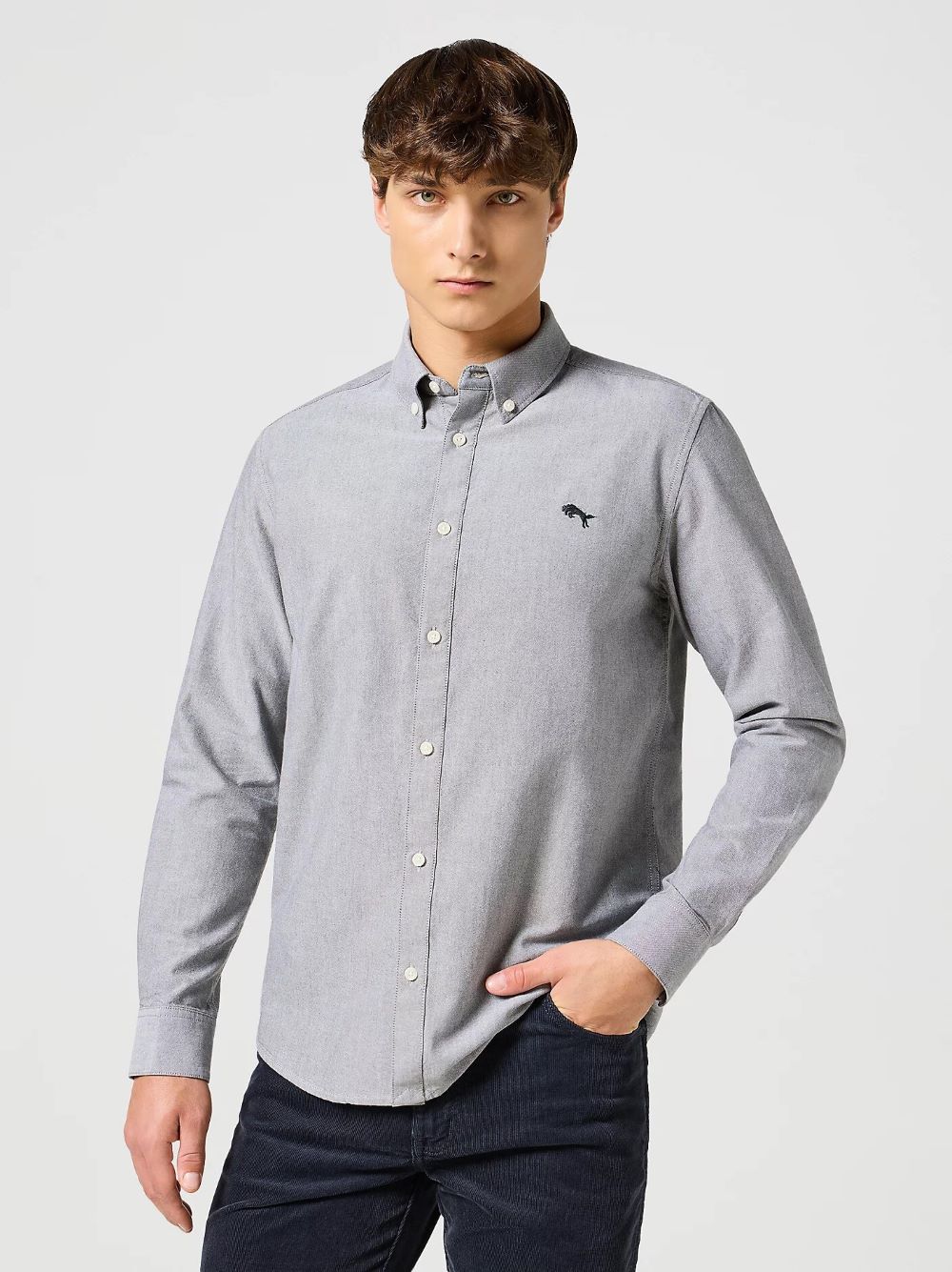 E-shop WRANGLER Pánska košeľa OXFORD SHIRT GREY 112357230