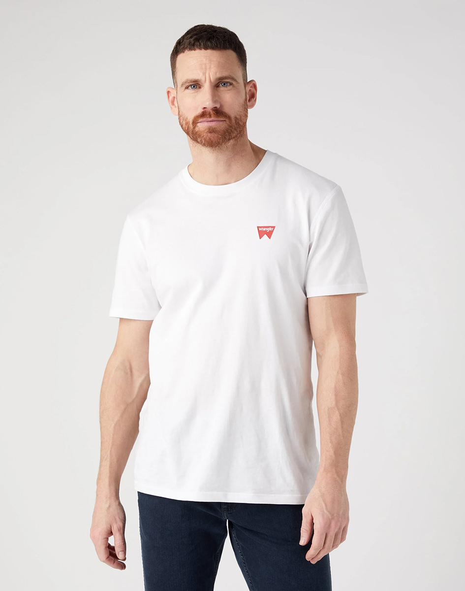 E-shop WRANGLER Tričko pre mužov W70MEE989 Sign Off Tee in White