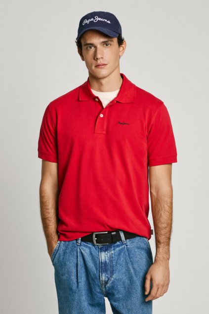 Pánské tričko ESSENTIAL POLO CONTRAST LOGO (Barva červená, Velikost XXL)
