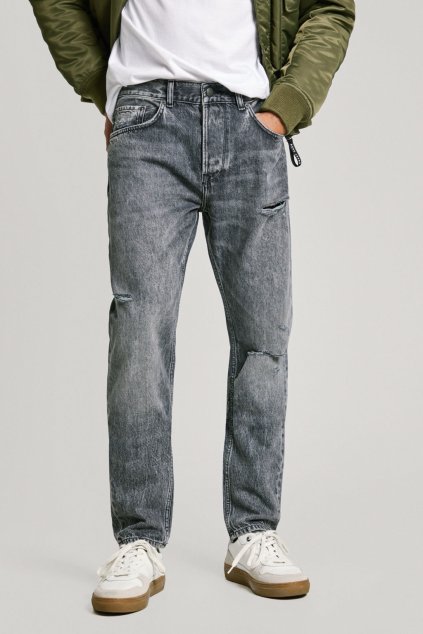 Pánské džíny TAPERED JEANS TORN CARBON (Barva denim (odpovídá obrázku), Velikost W28 L32)