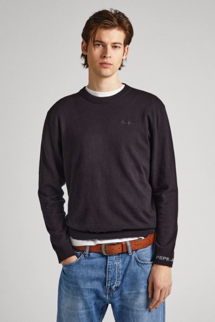 Pánský svetr ANDRE CREW NECK (Barva černá, Velikost S)