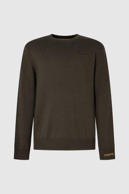 Pánský svetr ANDRE CREW NECK (Barva khaki zelená, Velikost S)