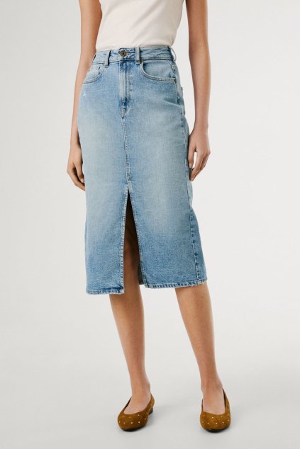 Dámská sukně MIDI SKIRT HW (Barva denim (odpovídá obrázku), Velikost XS)