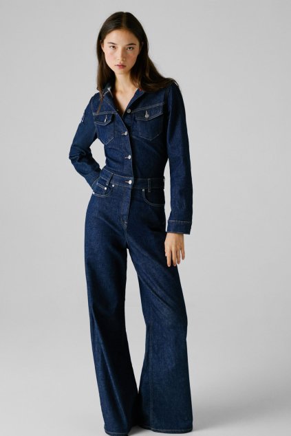Dámské šaty PITSIDE FLARE JUMPSUIT (Barva denim (odpovídá obrázku), Velikost M)