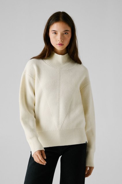 Dámský svetr RBR BOXY TURTLE NECK (Barva béžová, Velikost L)