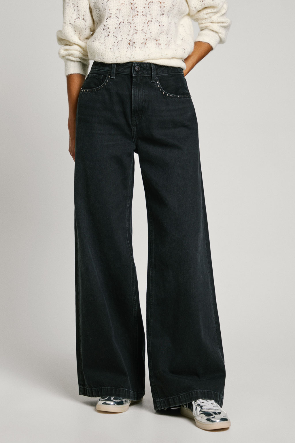 Dámské džíny WIDE LEG JEANS MW BLK