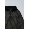Pánská bunda HOODED FAKE LEATHER BOMBER JACKET (Barva hnědá, Velikost XXL)