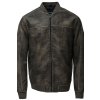 Pánská bunda HOODED FAKE LEATHER BOMBER JACKET (Barva hnědá, Velikost XXL)