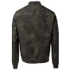 Pánská bunda HOODED FAKE LEATHER BOMBER JACKET (Barva hnědá, Velikost XXL)