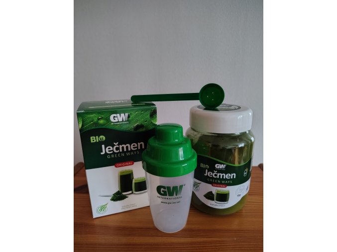 Green Ways Set - Ječmen Bio prášek 300 g  + Plastový šejkr o objemu 0,2 l + odměrka