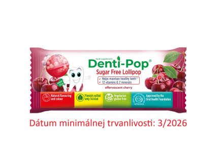 Denti Pop čerešnová lízanka bez cukru s vitamínmi a xylitolom 6g
