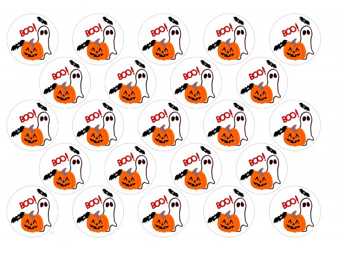 Sugar sheets - 23 x Halloween kolečka H5 (průměr 4,5 cm)