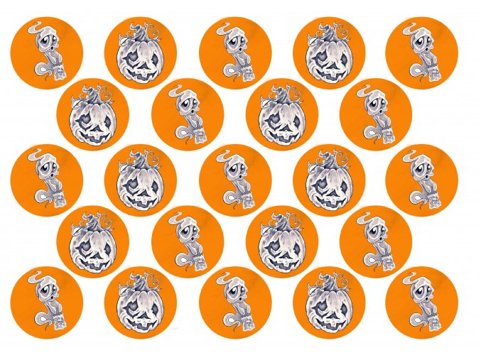 Sugar sheets - 23 x Halloween kolečka H6 (průměr 4,5 cm)