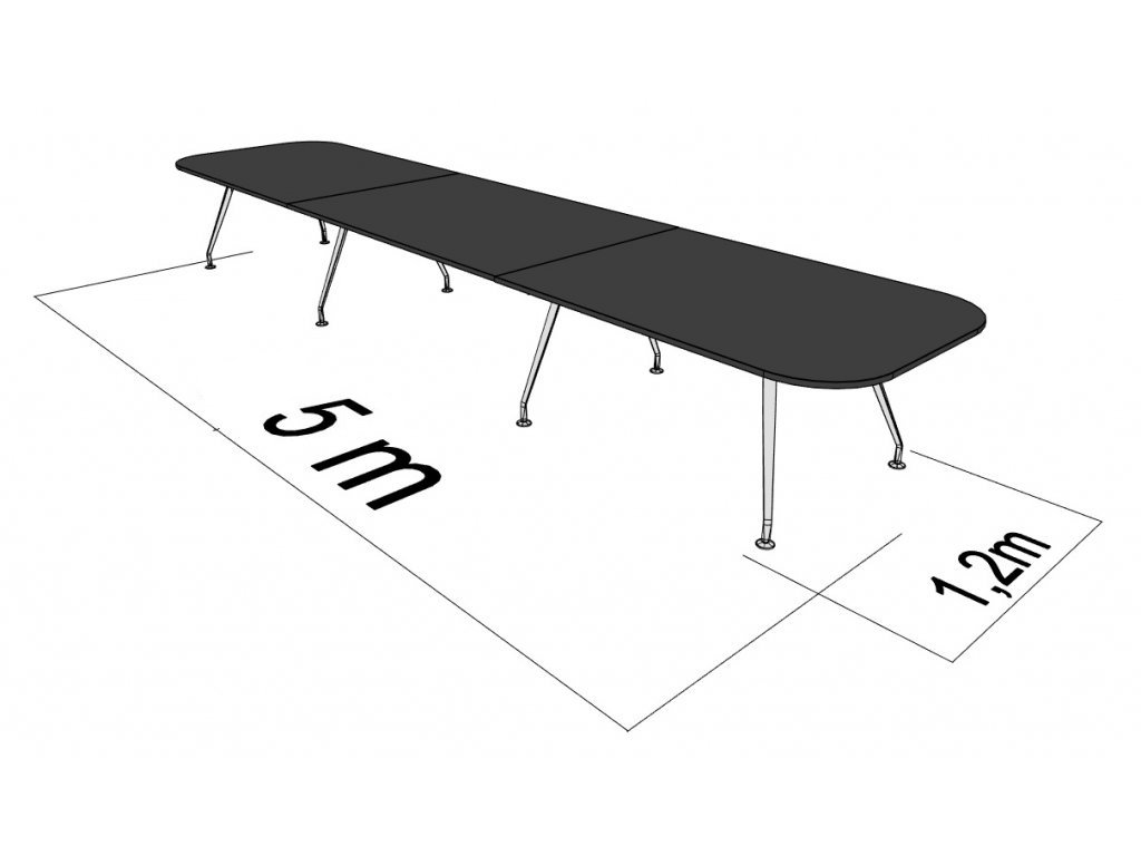 Stůl jednací SPIDER 120x500 cm, max. 16 osob, dekor UNI