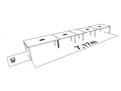 Jednací stůl GATE pro max. 22 osob Rovný 120x717_ jednacistoly.cz