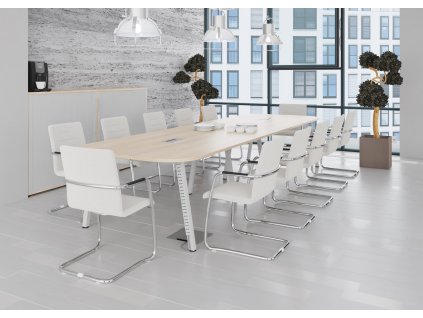 Jednací stůl ATELIER pro max. 14 osob Oblý 120x440_ jednacistoly.cz