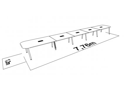 Jednací stůl ATELIER pro max. 24 osob Oblý 120x776_ jednacistoly.cz