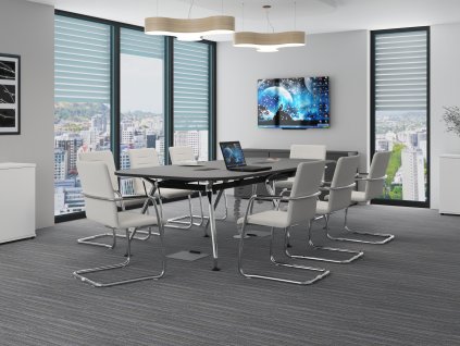 Jednací stůl SPIDER Oval, max. 10 osob, oblý, 120x277 cm_jednacistoly.cz