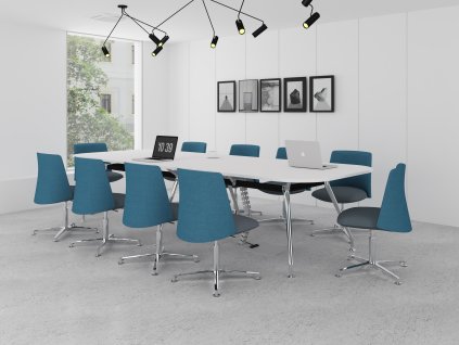 Jednací stůl SPIDER Oval, max. 12 osob, oblý, 120x360 cm_jednacistoly.cz