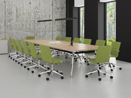 Jednací stůl SPIDER Oval, max. 16 osob, oblý, 120x500 cm_jednacistoly.cz
