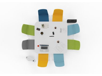 Jednací stůl BIG 140, max. 8 osob, oblý, 140x140 cm