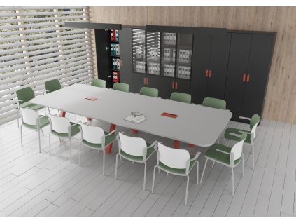 Jednací stůl BIG 140, max. 16 osob, oblý, 140x360 cm 2