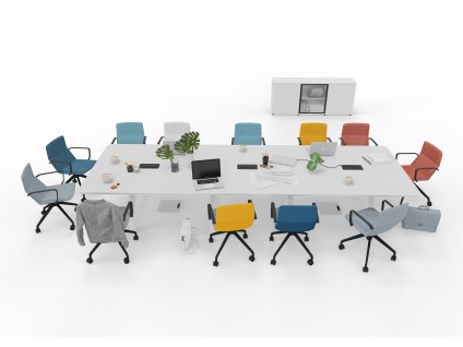 Jednací stůl BIG 140, max. 18 osob, oblý, 140x420 cm