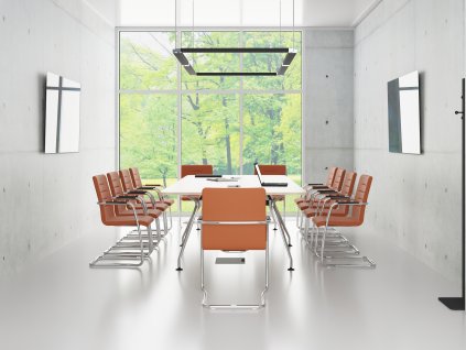 Jednací stůl SPIDER, max. 14 osob, oblý, 140x320 cm_jednacistoly.cz