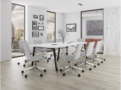 Jednací stůl ATELIER pro max. 10 osob Oblý 120x277_ jednacistoly.cz