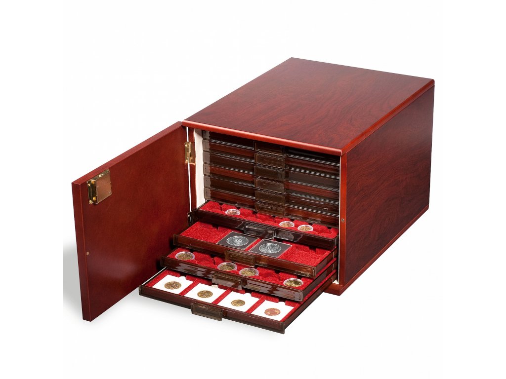 coin drawer cabinet for 10 standard coin drawers mahogany colorede silk mat